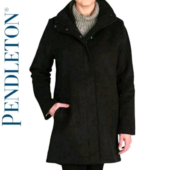 Pendleton Vintage Logan Wool Fall Winter Mid Length Women's Coat Dark Gray XXL - Picture 2 of 14